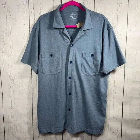 J. Crew Other - J.Crew Blue Garment Dyed Slub Cotton Knit Button Front Shirt XXL Coastal Casual